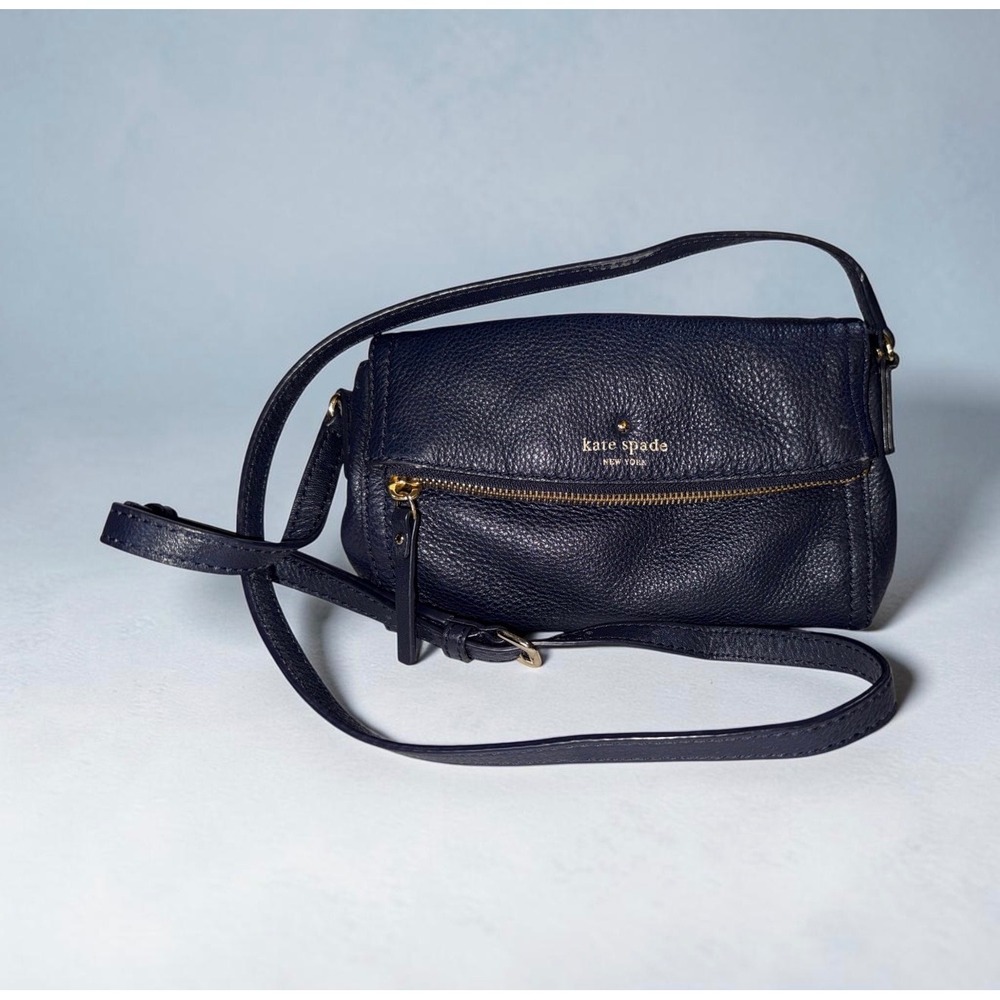 Kate Spade Cobble Hill Mini Carson Navy Leather Crossbody Flap Bag